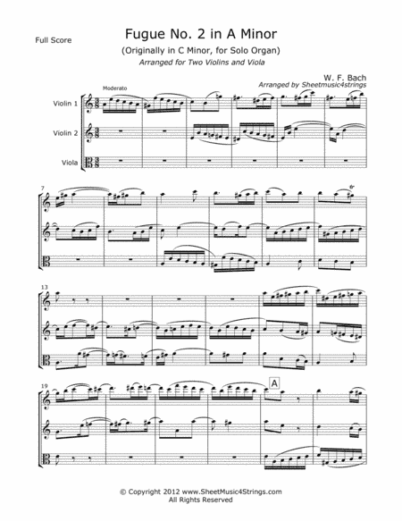 Bach, W. F. - Fugue No. 2 for Two Violins and Viola (arr. Linda M. Scott)