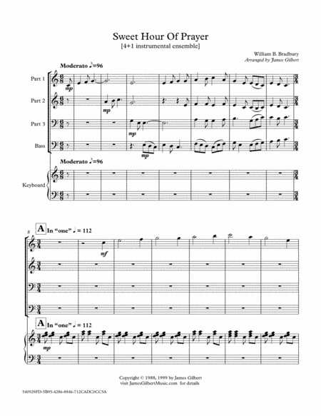 Sweet Hour Of Prayer (arr. James Gilbert)