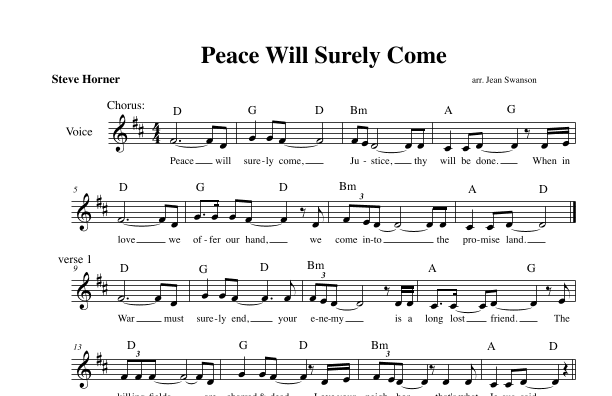 Peace will Surely Come (arr. Jean Swanson)