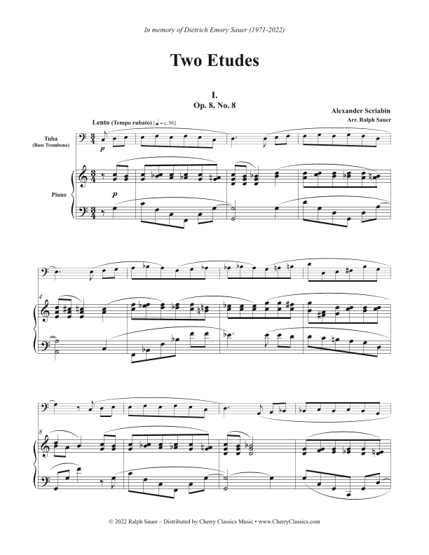 Two Etudes for Trombone and Piano from Op. 8 (arr. Ralph Sauer)