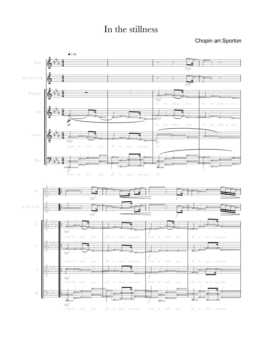 In the stillness Chopin SATB with descant (arr. Sporton)