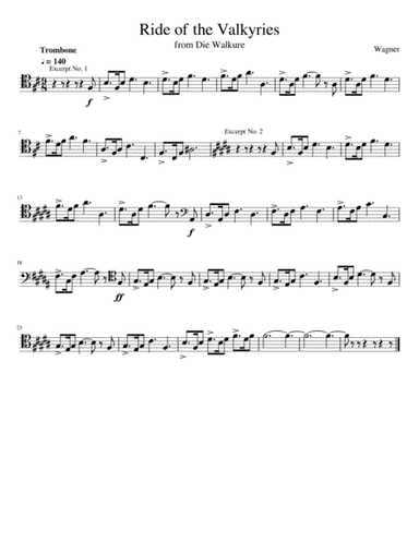 Ride of the Valkyries from Die Walkure for Trombone (arr. Ryder Lamp)