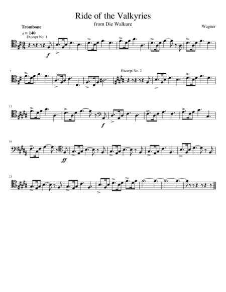 Ride of the Valkyries from Die Walkure for Trombone (arr. Ryder Lamp)