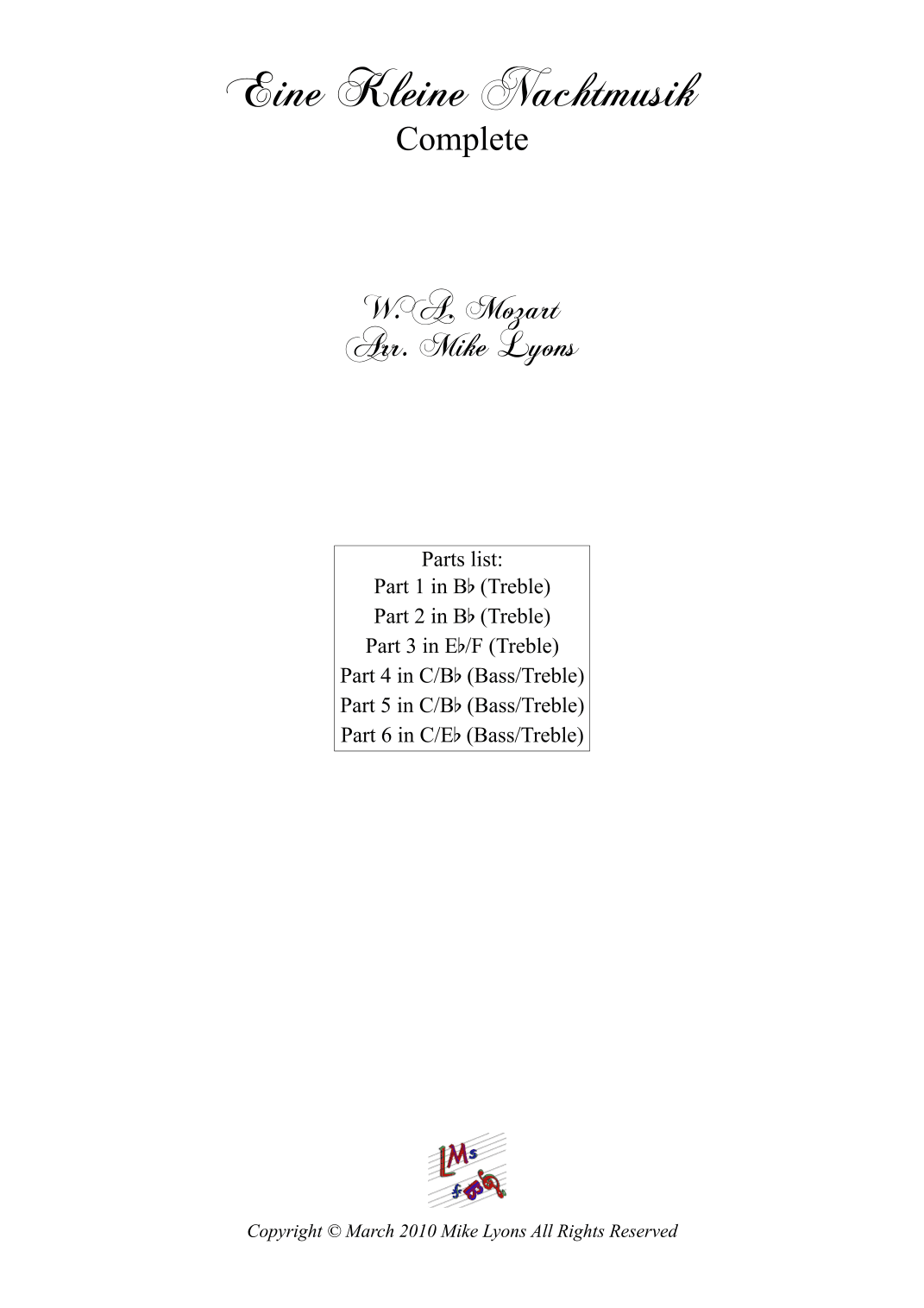 Brass Sextet - Mozart - Eine Kleine Nachtmusik (Complete) (arr. Mike Lyons)