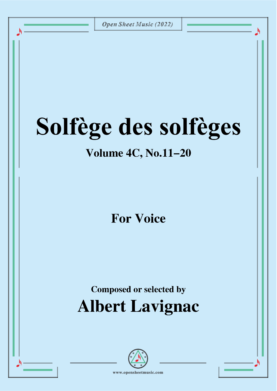 Lavignac-Solfege des solfeges,Volum 4C No.11-20,for Voice (arr. OSM Press)
