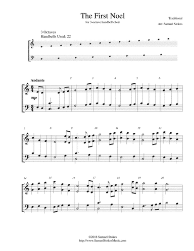 The First Noel - for 3-octave handbell choir (arr. Samuel Stokes)