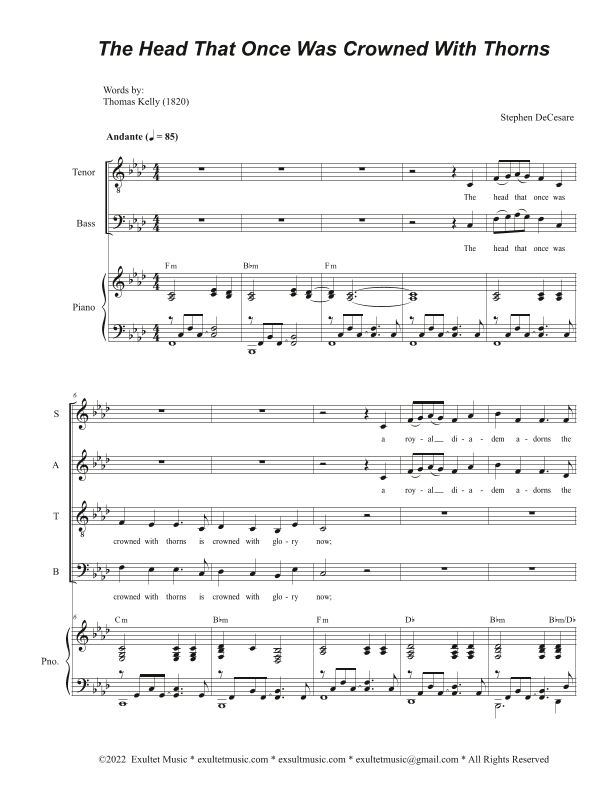 The Head That Once Was Crowned With Thorns (Vocal Quartet - (SATB)