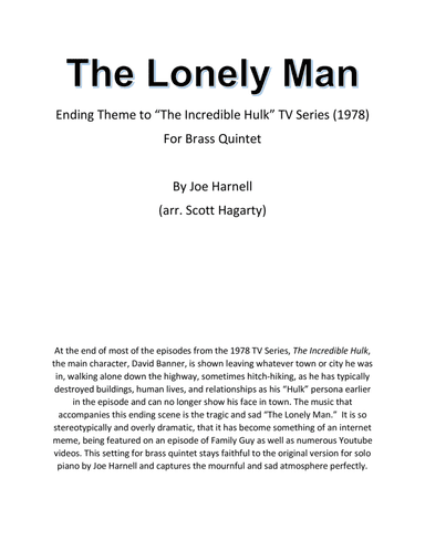 The Lonely Man (arr. Scott Hagarty)