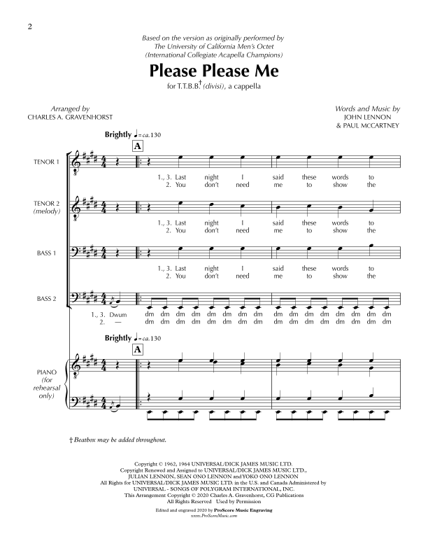 Please Please Me (arr. Charles A. Gravenhorst)