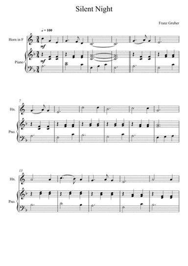 Franz Gruber - Silent Night F Key (Horn in F Solo) (arr. André Laitano)