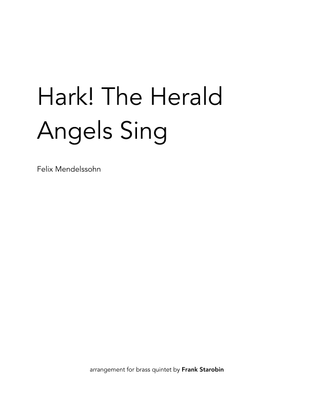 Hark! The Herald Angels Sing for Brass Quintet (arr. Frank Starobin)