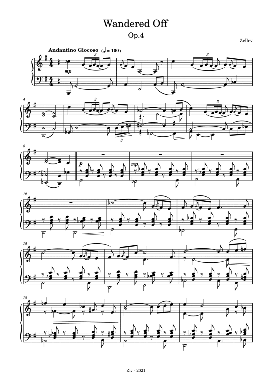 "Wandered Off", Op.4 in G Major