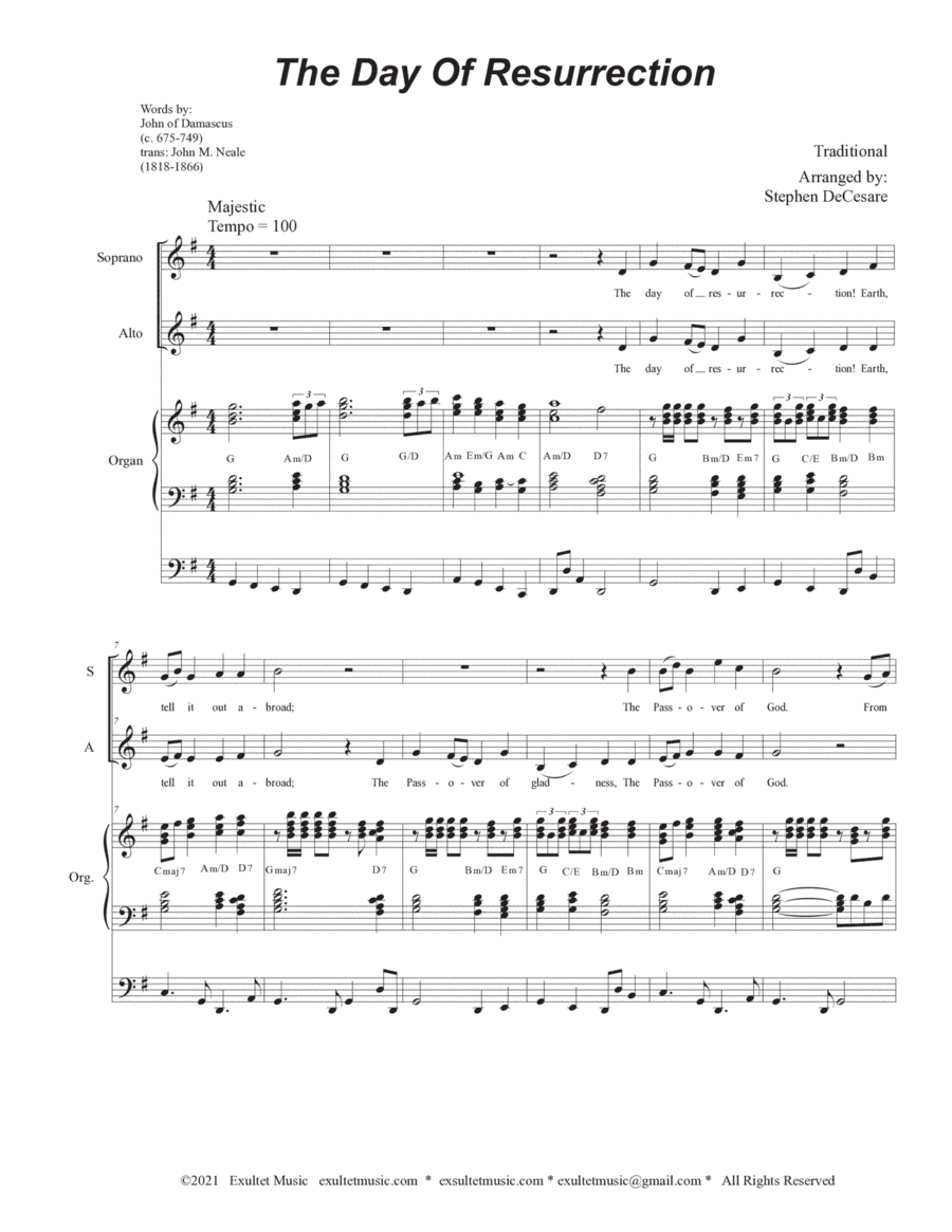 The Day Of Resurrection (2-part choir (SA) - Organ accompaniment) (arr. Stephen DeCesare)