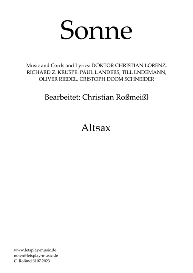 Sonne (arr. Christian Roßmeißl)