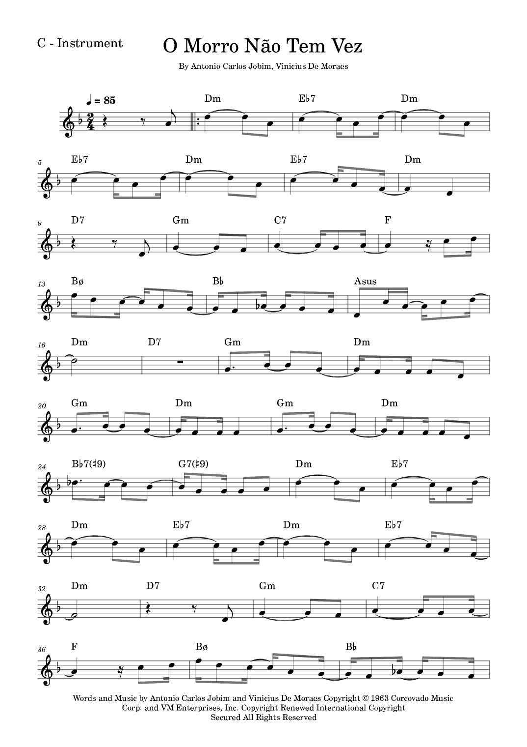 O Morro Nao Tem Vez (favela) (somewhere In The Hills) (arr. Fabio Eduardo de Oliveira)