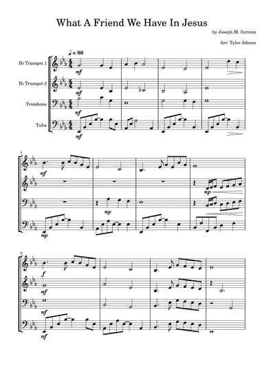 What A Friend We Have In Jesus (Brass Quartet) (arr. Tyler Adams)