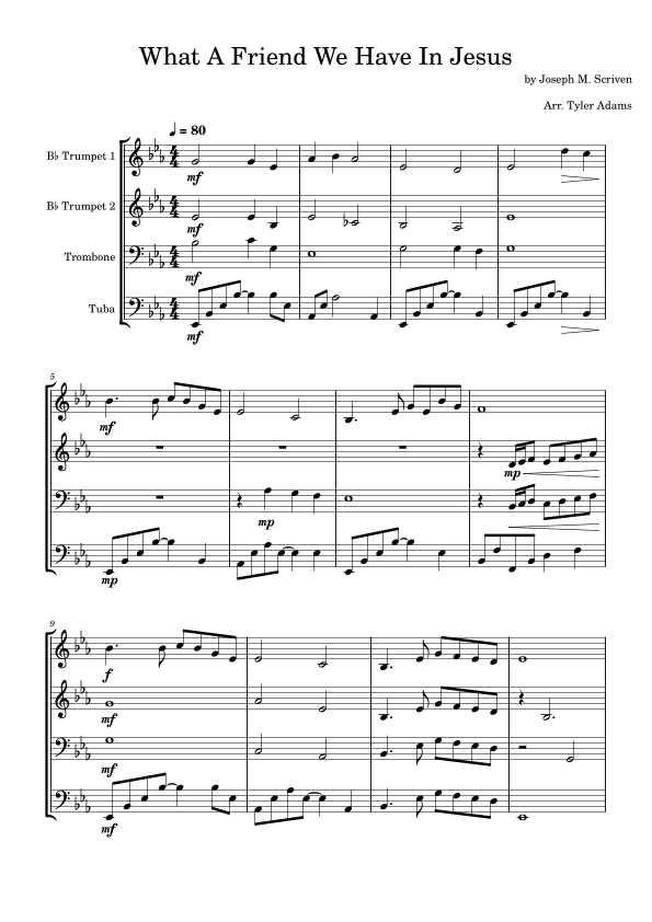 What A Friend We Have In Jesus (Brass Quartet) (arr. Tyler Adams)