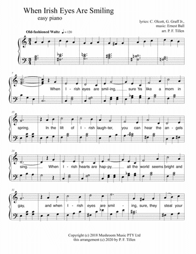 When Irish Eyes Are Smiling (arr. P. F. Tillen)