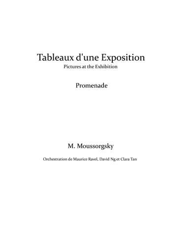 M. Mussorgsky: Pictures at the Exhibition "Promenade" For Orchestra (arr. Clara Obsidian, Decamonto)