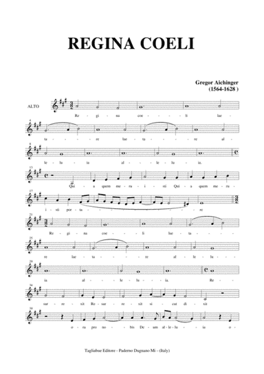 REGINA COELI LAETARE - G. Aichinger - Part for ALTO