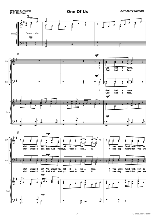 One Of Us (arr. Jerry Gamble)