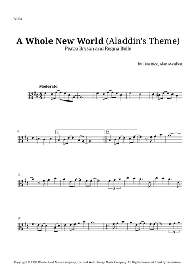 A Whole New World (aladdin's Theme) (arr. Langanho)