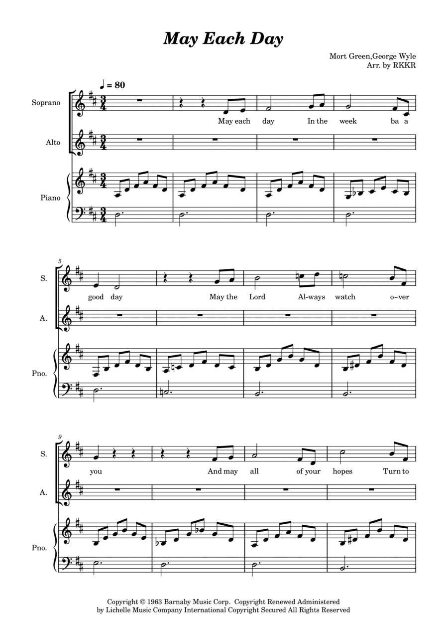 May Each Day (arr. RKKR)