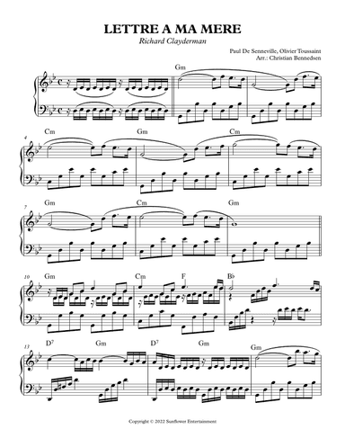 Lettre A Ma Mere (arr. Christian Bennedsen)