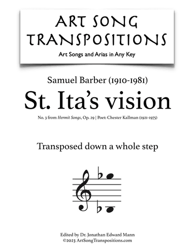St. Ita's Vision, Op. 29, No. 3 (arr. ArtSongTranspositions.com)