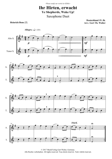 Ye Shepherds, Wake Up! (arr. Gert Th. Walter)