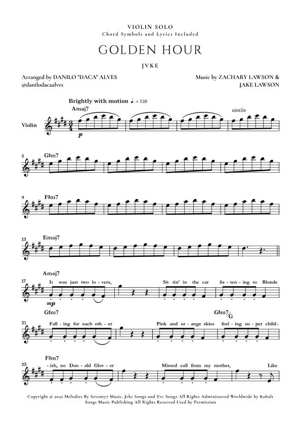 Golden Hour (arr. Danilo "Daca" Alves)