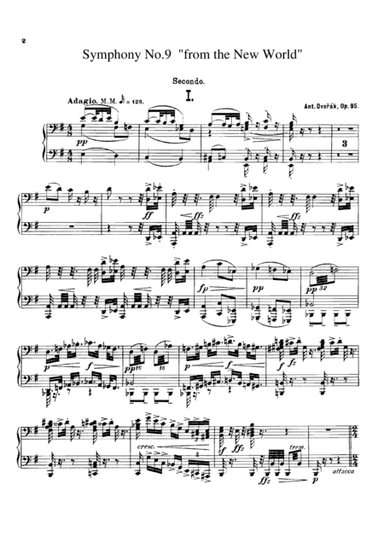 Dvorak Symphony  No.9  I, II, for piano duet(1 piano, 4 hands), PD805 (arr. Fukuhara)