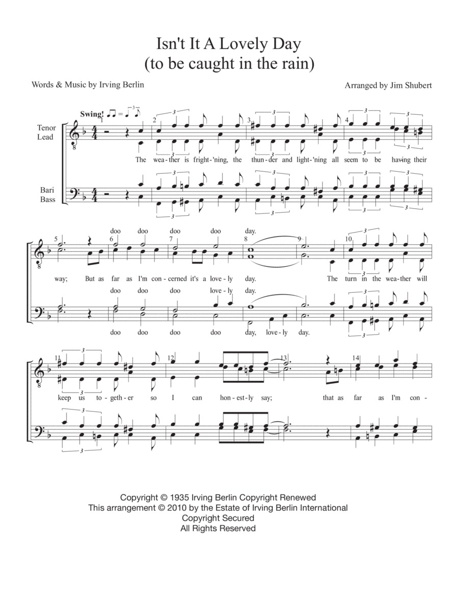 Isn't This A Lovely Day (to Be Caught In The Rain?) (arr. Jim Shubert)
