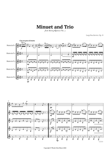 Minuet by Boccherini for French Horn Quintet (arr. Ander)