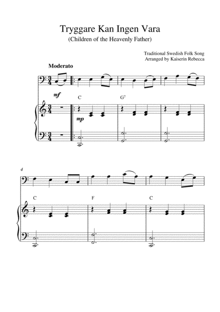 Tryggare Kan Ingen Vara (for bassoon solo and piano accompaniment) (arr. Kaiserin Rebecca)