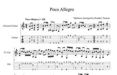 Poco Allegro (arr. Music and tablature arrangement by Bradley Thomas)