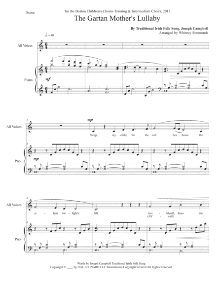Gartan Mother's Lullaby (arr. Whitney Simmonds)