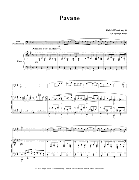 Pavane, Op. 50 for Tuba or Bass Trombone & Piano (arr. Sauer, Ralph)