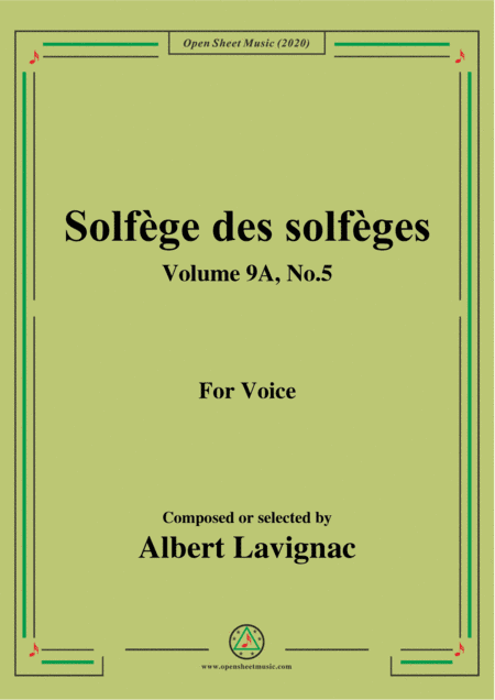Lavignac-Solfège des solfèges,Volume 9A,No.5,for Voice (arr. MSM)