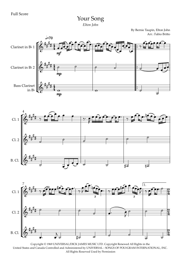 Your Song (arr. Fabio Britto)