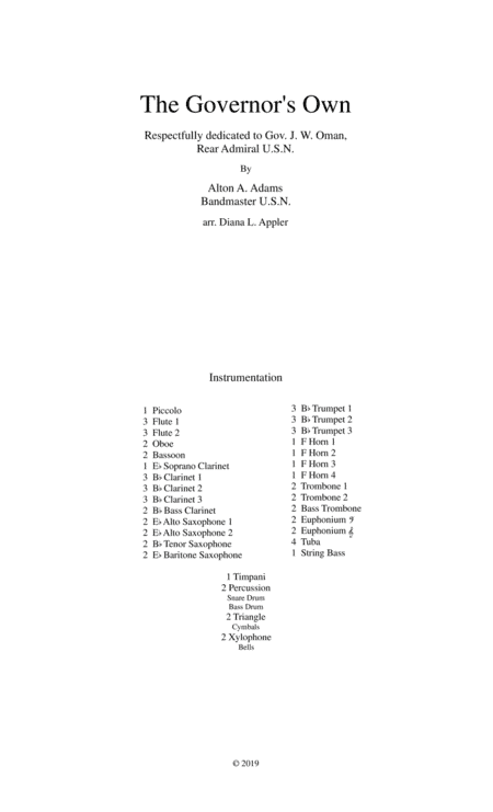 Governor's Own March (Score only) (arr. Diana L. Appler)