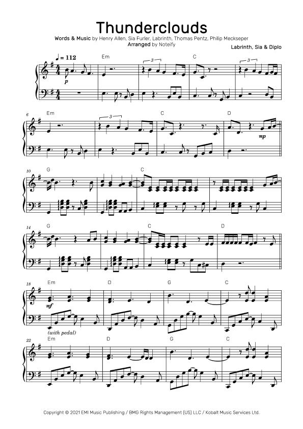 Thunderclouds (arr. Noteify)