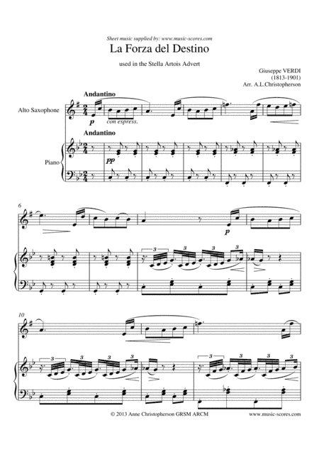 Verdi: Forza del Destino - Alto Sax & Piano (arr. Anne L Christopherson GRSM ARCM)