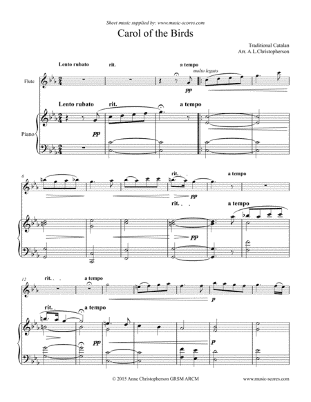 Carol of the Birds - Flute and Piano (arr. Anne L Christopherson GRSM ARCM)