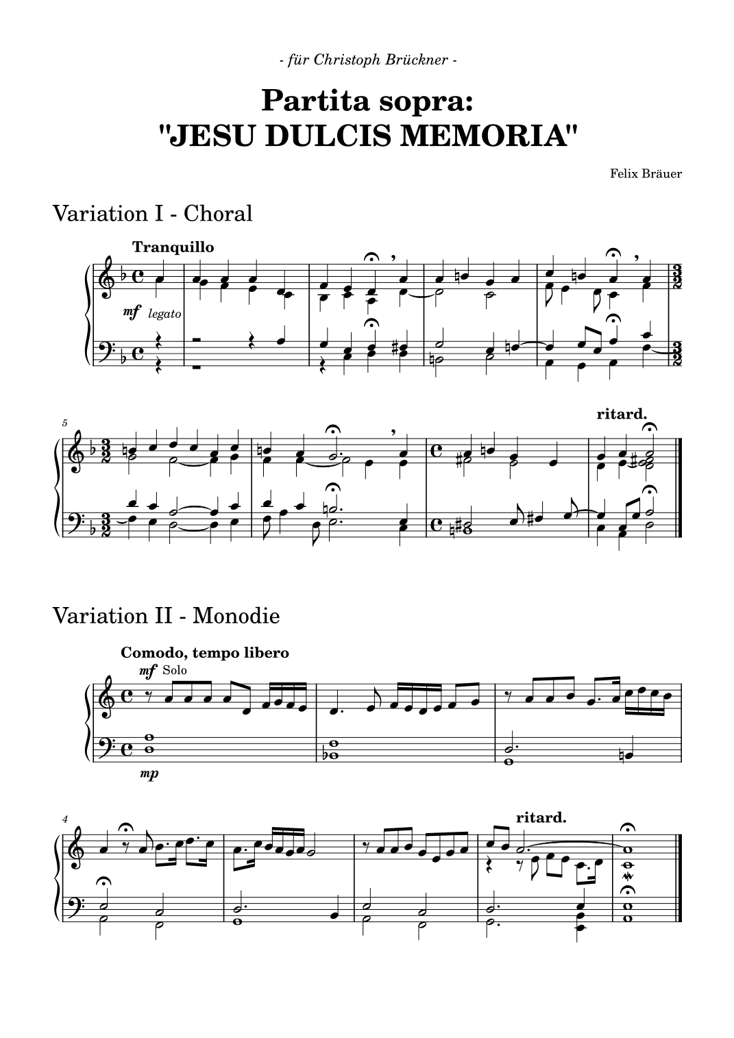 Partita sopra: "JESU DULCIS MEMORIA"