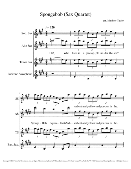 Spongebob Squarepants Theme Song (arr. Matthew Taylor)