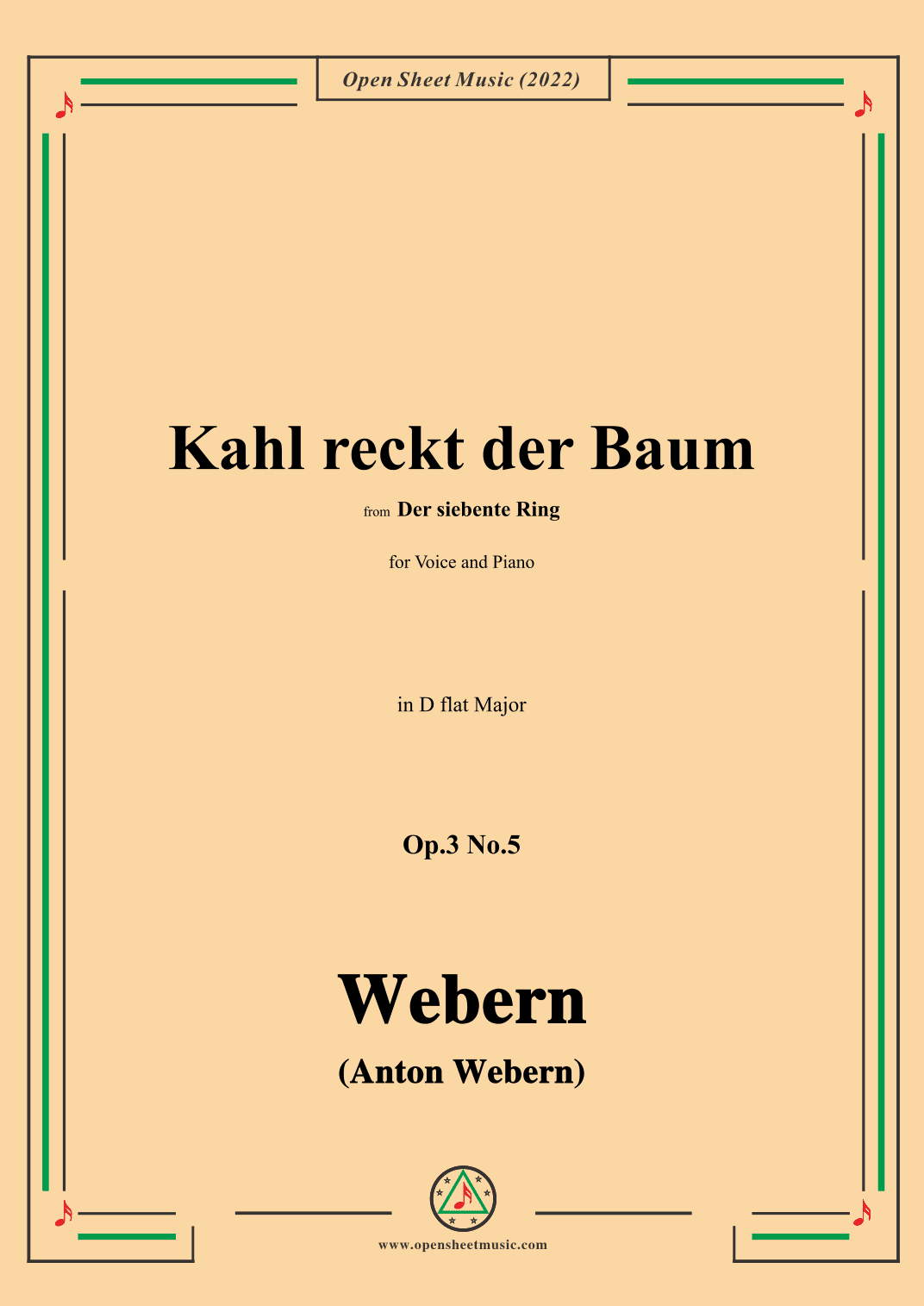 Webern-Kahl reckt der Baum,Op.3 No.5,in D flat Major (arr. OSM Press)