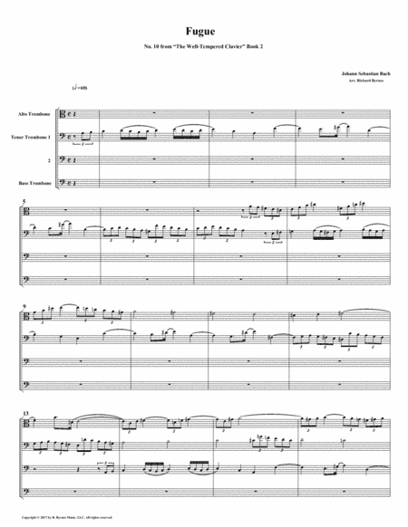 Fugue 10 from Well-Tempered Clavier, Book 2 (Trombone Quartet) (arr. Richard Byrnes)