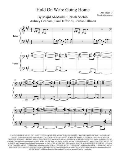 Hold On, We're Going Home (arr. Music Greatness)