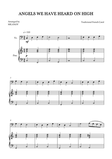 Angels We Have Heard on High | Christmas song | cello | easy beginner (arr. Milanov)